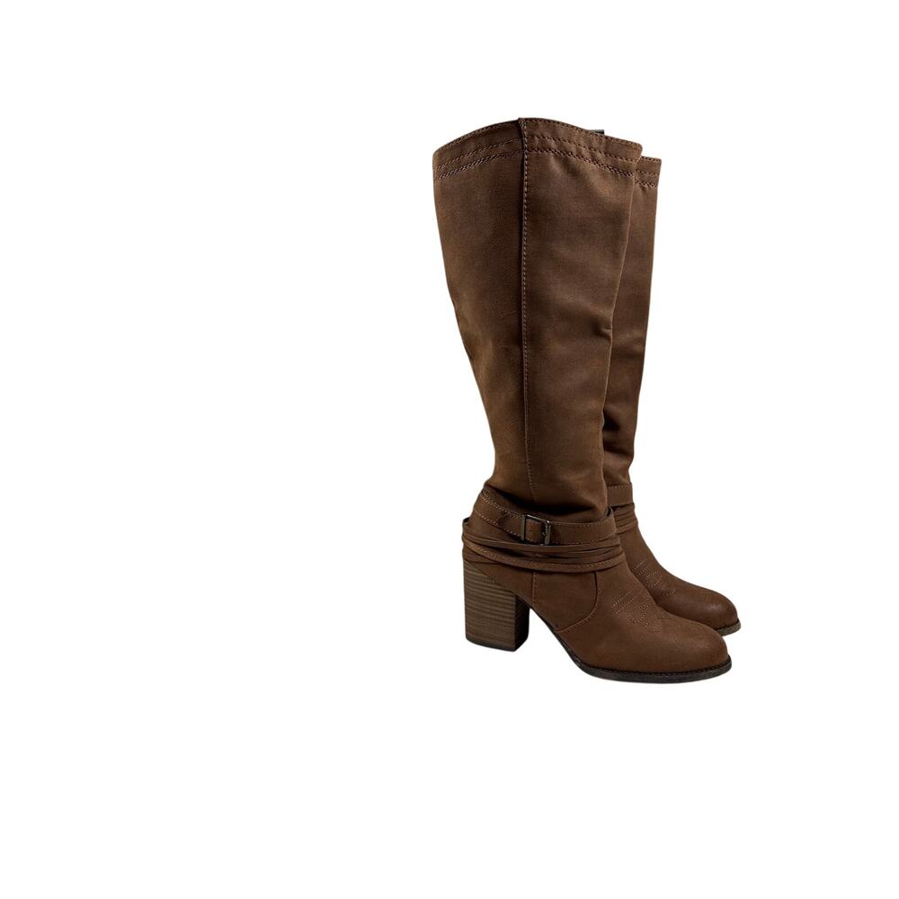 Distressed Leather Western Cowboy Boots Stacked Block Heel Pull On Ankle Booties